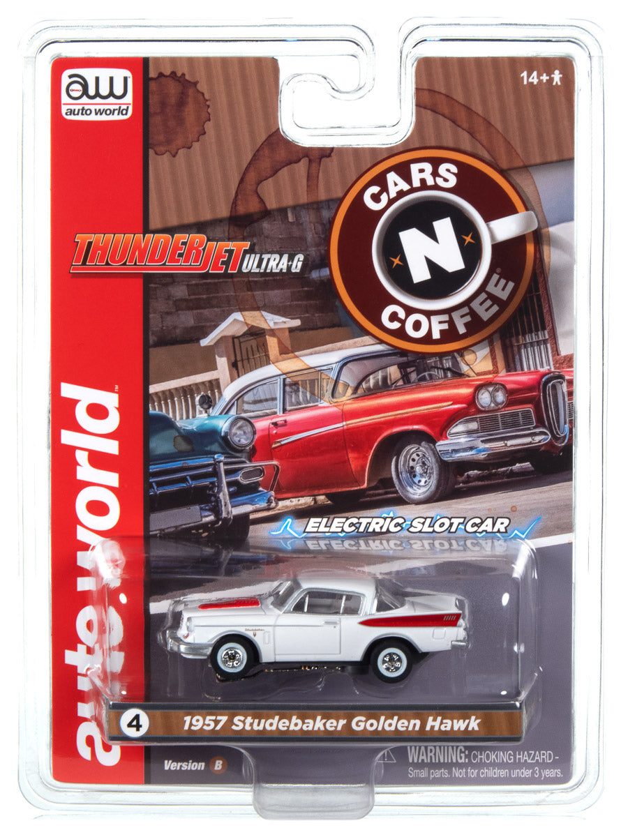 Auto World Thunderjet 1957 Studebaker Golden Hawk (White) HO Scale