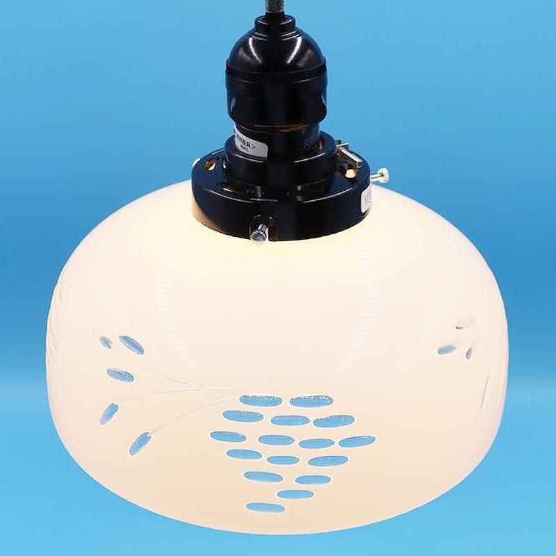 大正・昭和 電笠 電傘 ランプシェード 乳白 照明 レトロガラス 和電笠