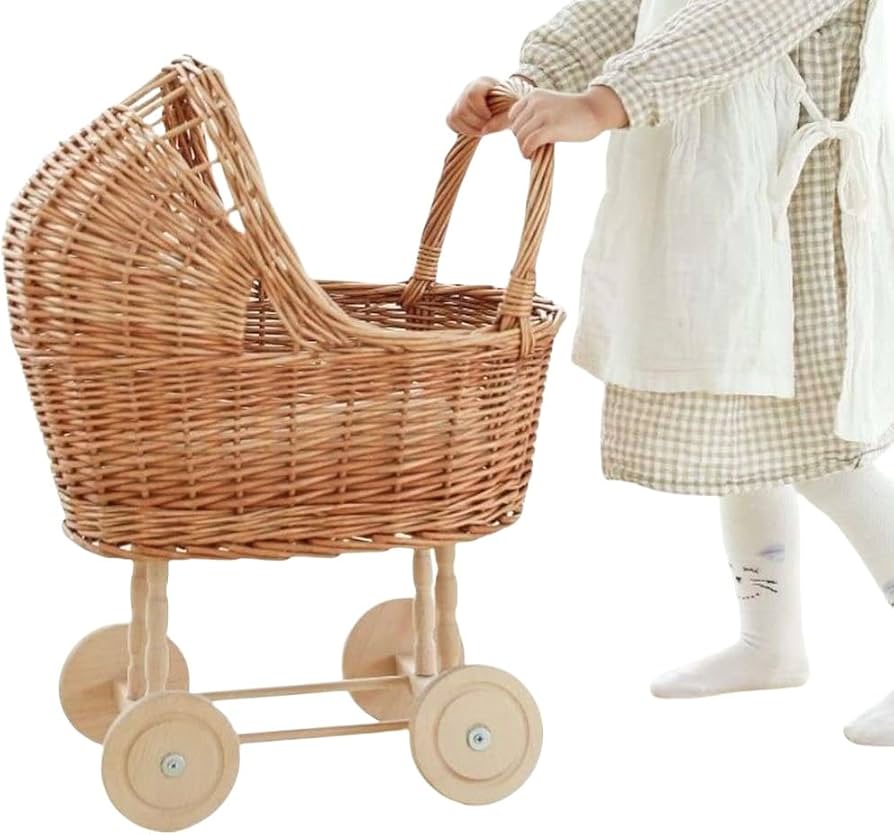 Amazon | Sariny手押し車ベビーカー 天然柳おもちゃ 子供遊び 籐レトロ