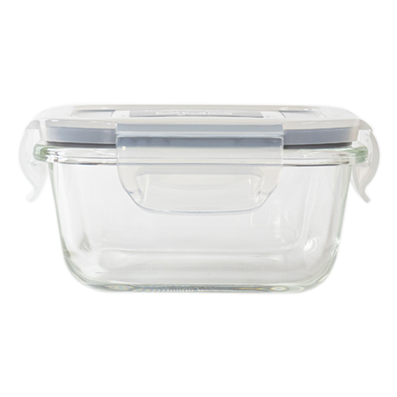 耐熱ガラス保存容器 正角型4点 ロック&パッキン付き 310ml ｜ ミスター
