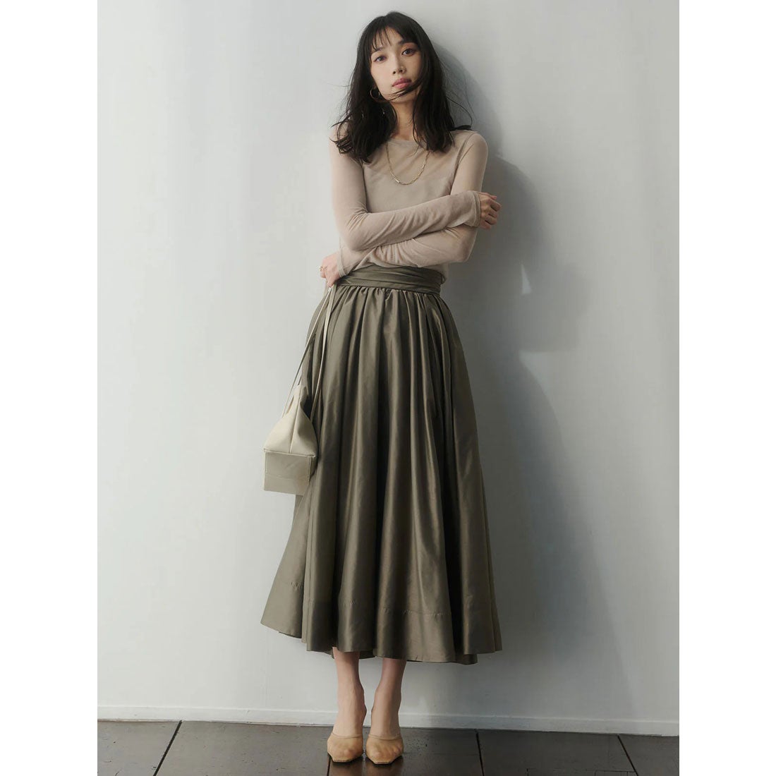 アニュアンス anuans ギャザーベルトオーガンスカート （MOCA） -靴