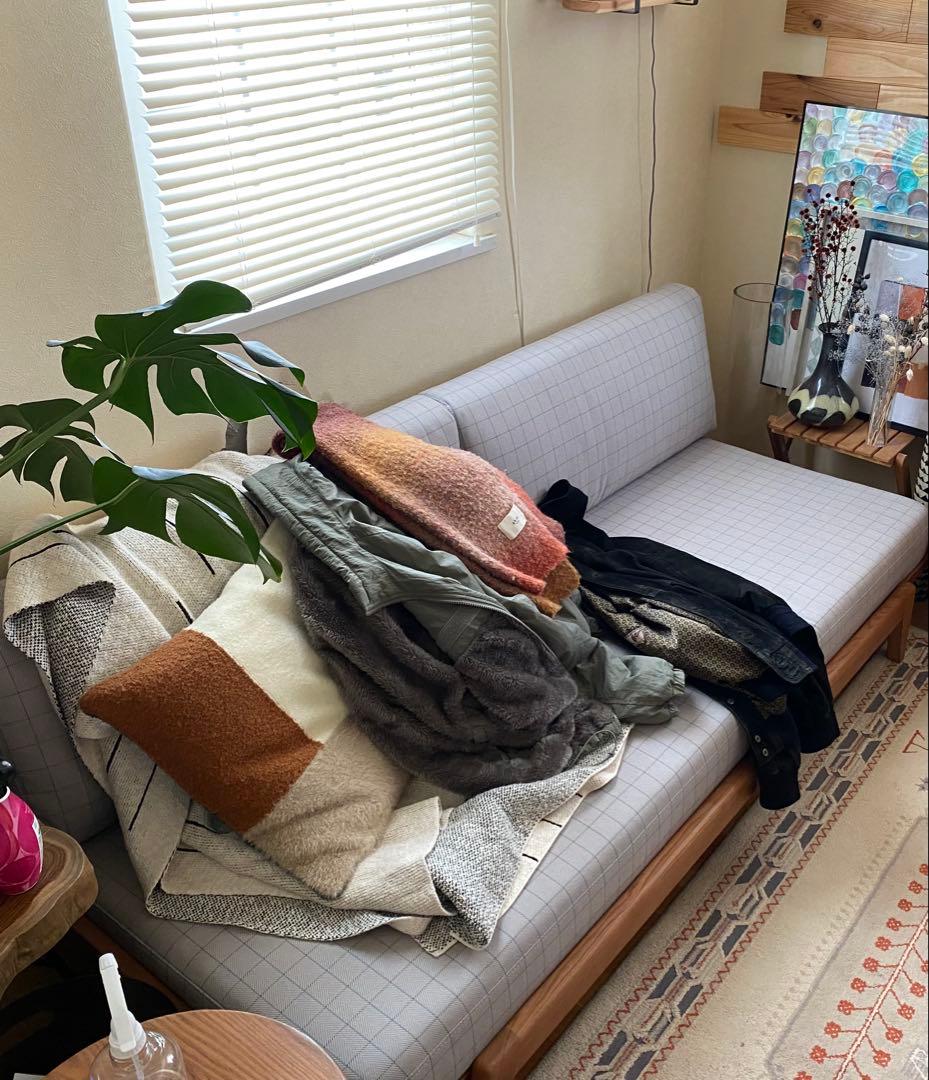 値段交渉○ unico ARKIO ソファカバー 3シーター チェックベージュ