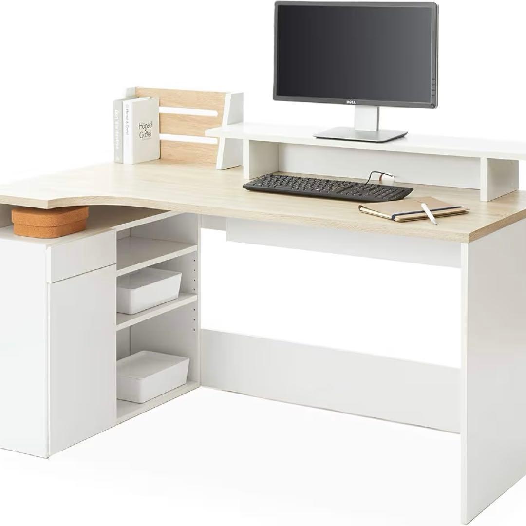 パソコンデスク L字デスク 引き出し付き オフィスデスク 収納付き LOWYA 幅140] パソコンデスク コーナーデスク L字型 収納棚 ワークデスク